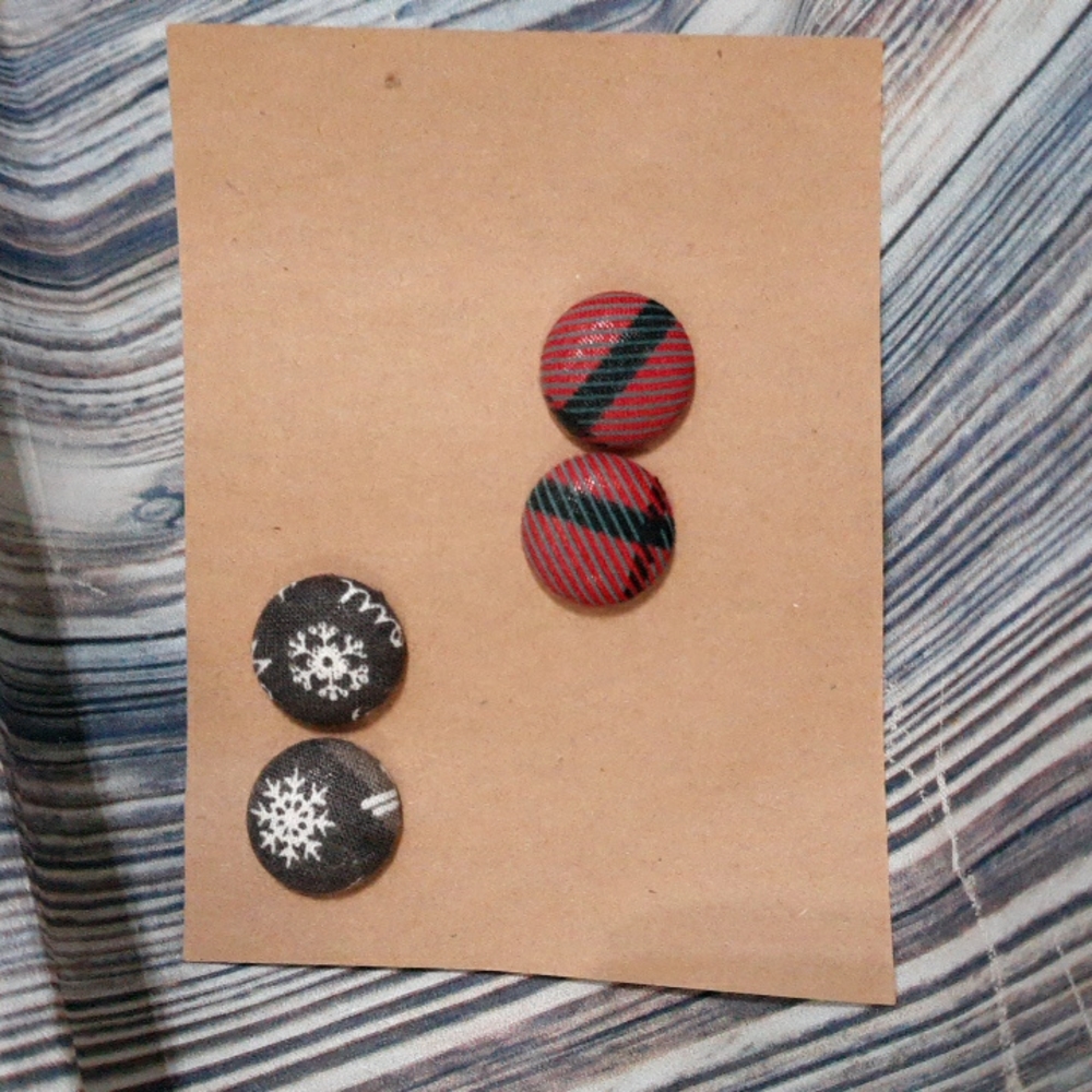 Handmade Christmas button stud earrings